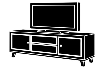 tv cabinet silhouette vector illustration