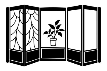 room divider silhouette vector illustration