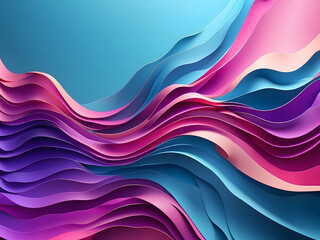 Gradient blue and purple abstract 3D wavy background design.