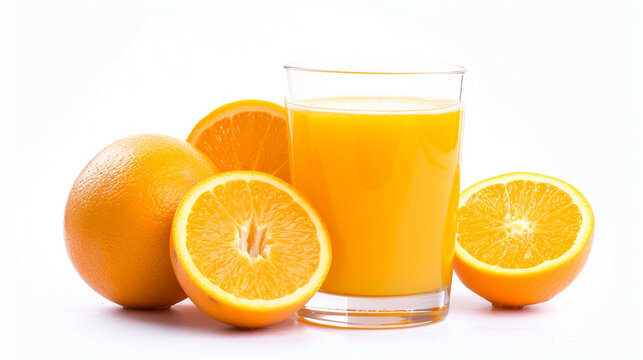 Orange juice on white background . Generative Ai