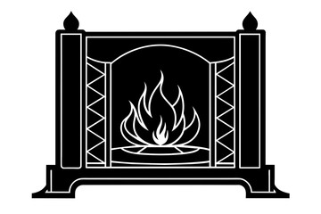 fireplace mantel silhouette vector illustration