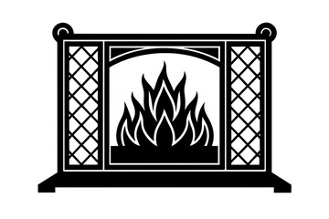 fireplace mantel silhouette vector illustration