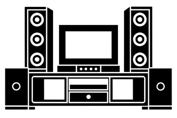 entertainment center silhouette vector illustration