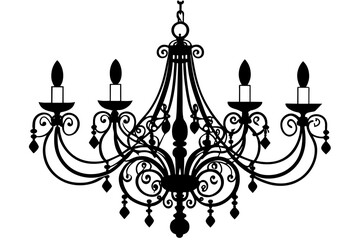 chandelier silhouette vector illustration