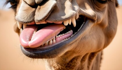 A Camels Lips Curling Back To Reveal Its Teeth