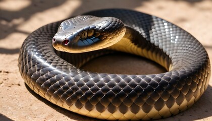 A King Cobra With Its Scales Shimmering In The Sun