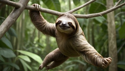 A Sloth With Its Long Claws Extended Ready To Gra - obrazy, fototapety, plakaty
