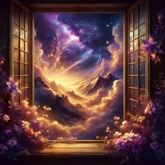 Foto op Canvas Fantasy Art, mesmerizing night sky scenes that reveal the universe.  © Yuthana