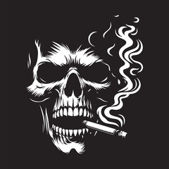 Smoking cowboy skull vector silhouette for print design