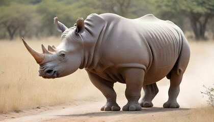 Fototapeta premium A Rhinoceros In A Safari Adventure
