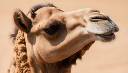 A Camel With Its Ears Pinned Back In Annoyance - obrazy, fototapety, plakaty
