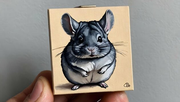 A Chinchilla Painting On A Tiny Canvas