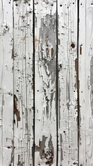 Vintage white wood background - Old weathered wooden plank painted in white color 