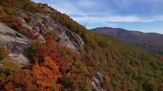 Aerial Epic Mountain Fall Foliage New England Drone