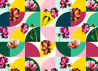 Seamless flower pattern. Abstract floral background.