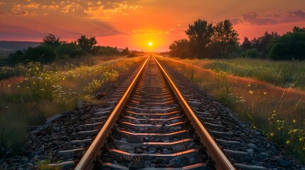 Sunset Promises on a Tranquil Railway Track