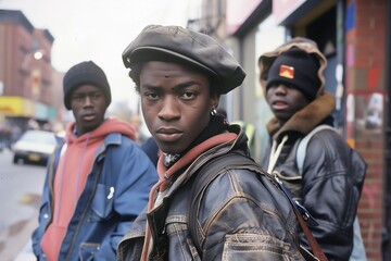 Gang members on a street in 1980s - 769231499