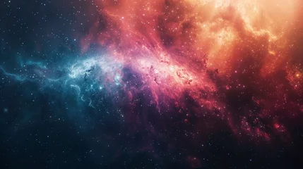 Fotobehang Cosmic Clash: Colorful Space Nebula © GoGameGod