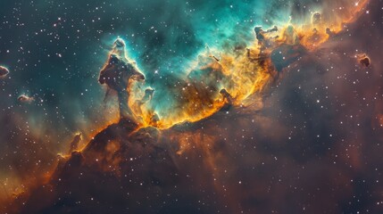 Cosmic Nebula in Vivid Colors - obrazy, fototapety, plakaty