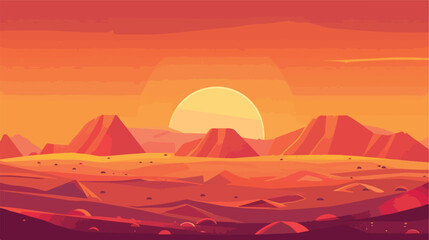 Fototapeta na wymiar Alien landscape at sunset Mars 