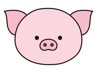かわいいブタの顔のベクターイラスト。アイコン、動物、豚