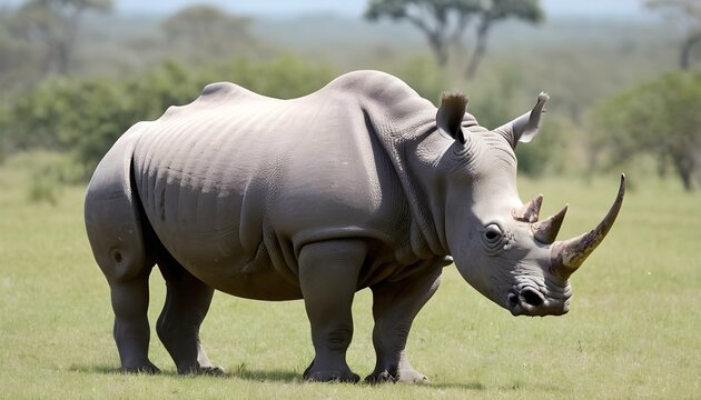 A Rhinoceros In A Conservation Area Upscaled 3