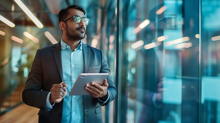 Visionary businessman looking into the future
