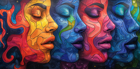 Vibrant Graffiti Art of Faces