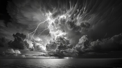 Dramatic Ocean Lightning Storm