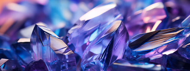 Vivid Close-Up of Purple and Blue Crystals Background - obrazy, fototapety, plakaty