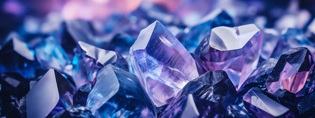 Translucent Crystal Formations with Deep Blue Hues - obrazy, fototapety, plakaty