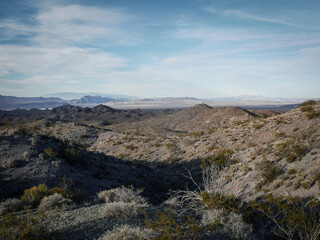 Wide view of Nelson Hills desert mountains by las Vegas Nevada