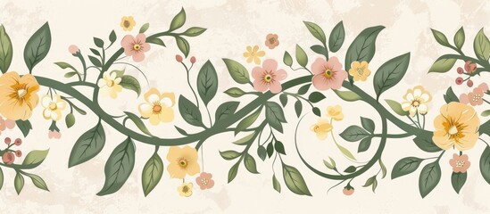 Floral Circular Design Element in Format for Contemporary Interior Decor, Wallpaper, and Fabric Use.
