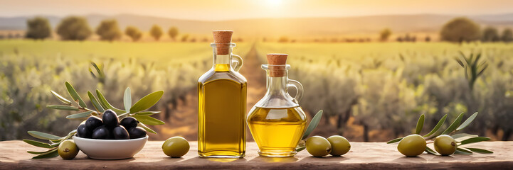 bottle of olive oil and olives