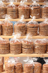Traditional Dutch stroopwafels or caramel Dutch waffles - 769237875