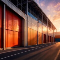 Modern warehouse building storage for cargo and goods, industrial supply chain