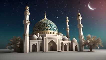 islamic background with mosque, eid moubarak, ramadan moubarak, eid fitr, eid adha - obrazy, fototapety, plakaty