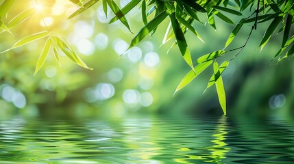 green leaves reflecting in water