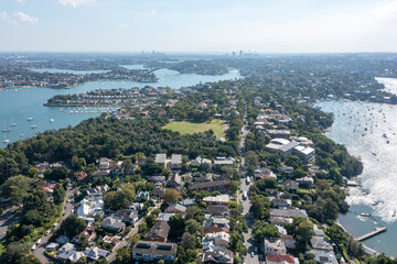 The Sydney suburb of Woolwich and lane cove river looking west. - 769239818