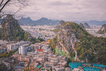 Naklejka premium Aerial photography of landscape park in Guilin, Guangxi, China