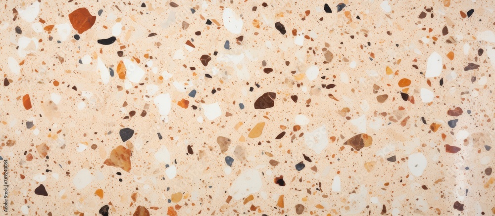 Aufkleber a close up of a marble counter top adorned with various small rocks, creating a natural and artistic