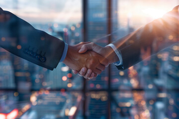 Business Handshake with Glass Reflection