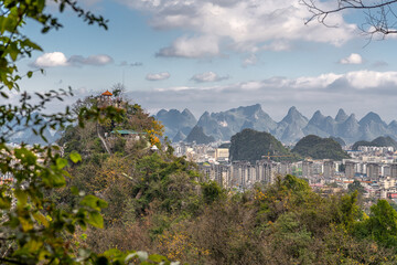 Fototapeta na wymiar Landscape of Guilin, Li River and Karst mountains. Located near Guilin