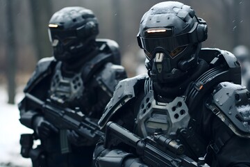Robot cyborg soldier, Generative AI