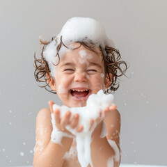 Child Playing with Soap Suds