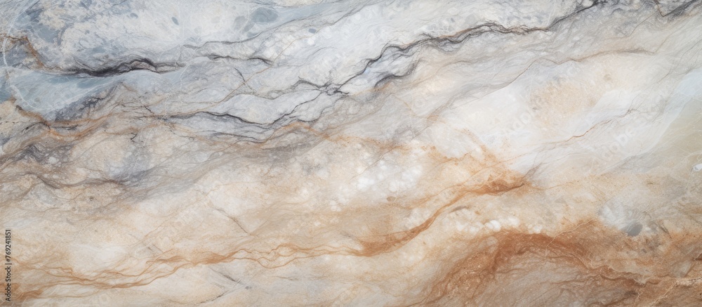 Poster detailed view of a smooth marble surface with a combination of brown and white colors, creating an e