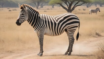 Fototapeta na wymiar A Zebra In A Safari Experience