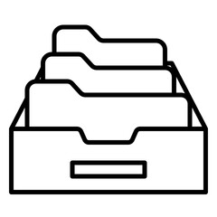 Business office file or document storage drawer icon