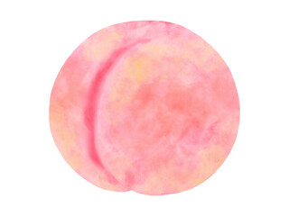 水彩風の濃いピンク色の桃のイラスト