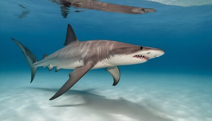 A Hammerhead Shark Hunting In Shallow Waters
